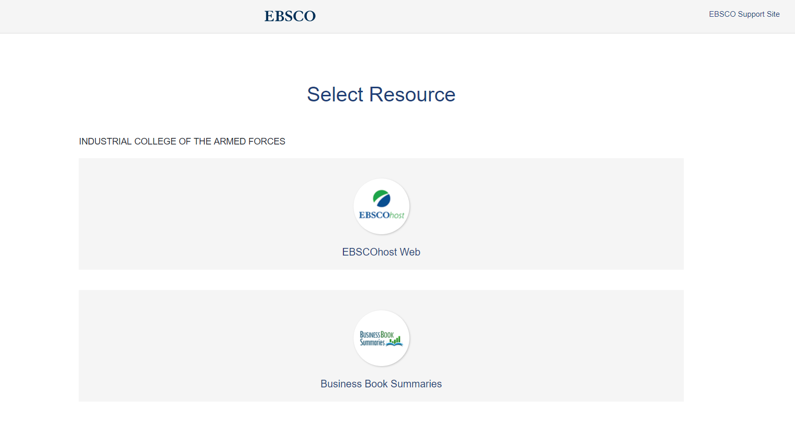 EBSCO log in screen